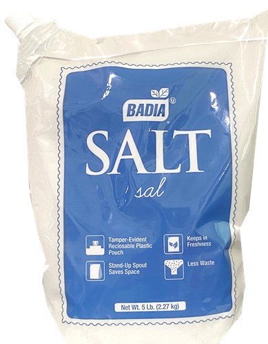 Badia Salt in Tamper Evident Pouch 5 lbs